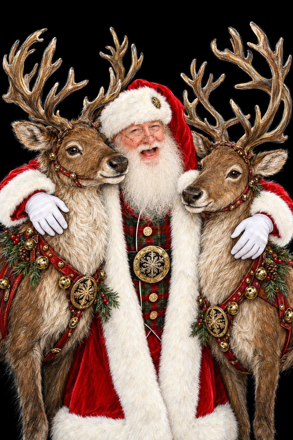 Sketch of Santa Bear David with two reindeer